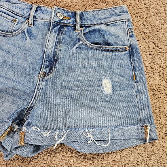 Pacsun Jean Shorts Womens 26 Blue Mom Short Distressed Cuffed Denim - Picture 3 of 9